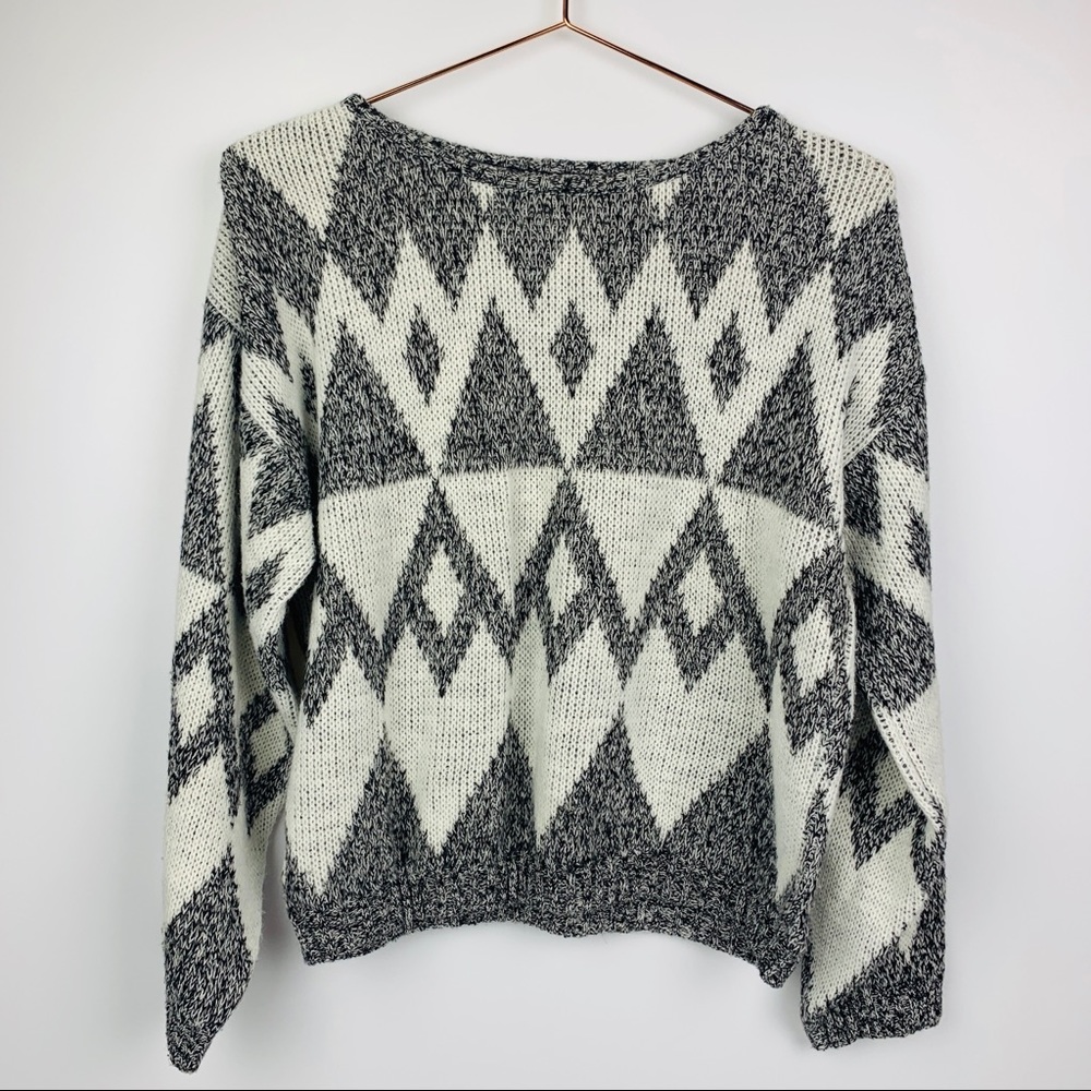 Vintage Cropped‎ Diamond Pattern Sweater